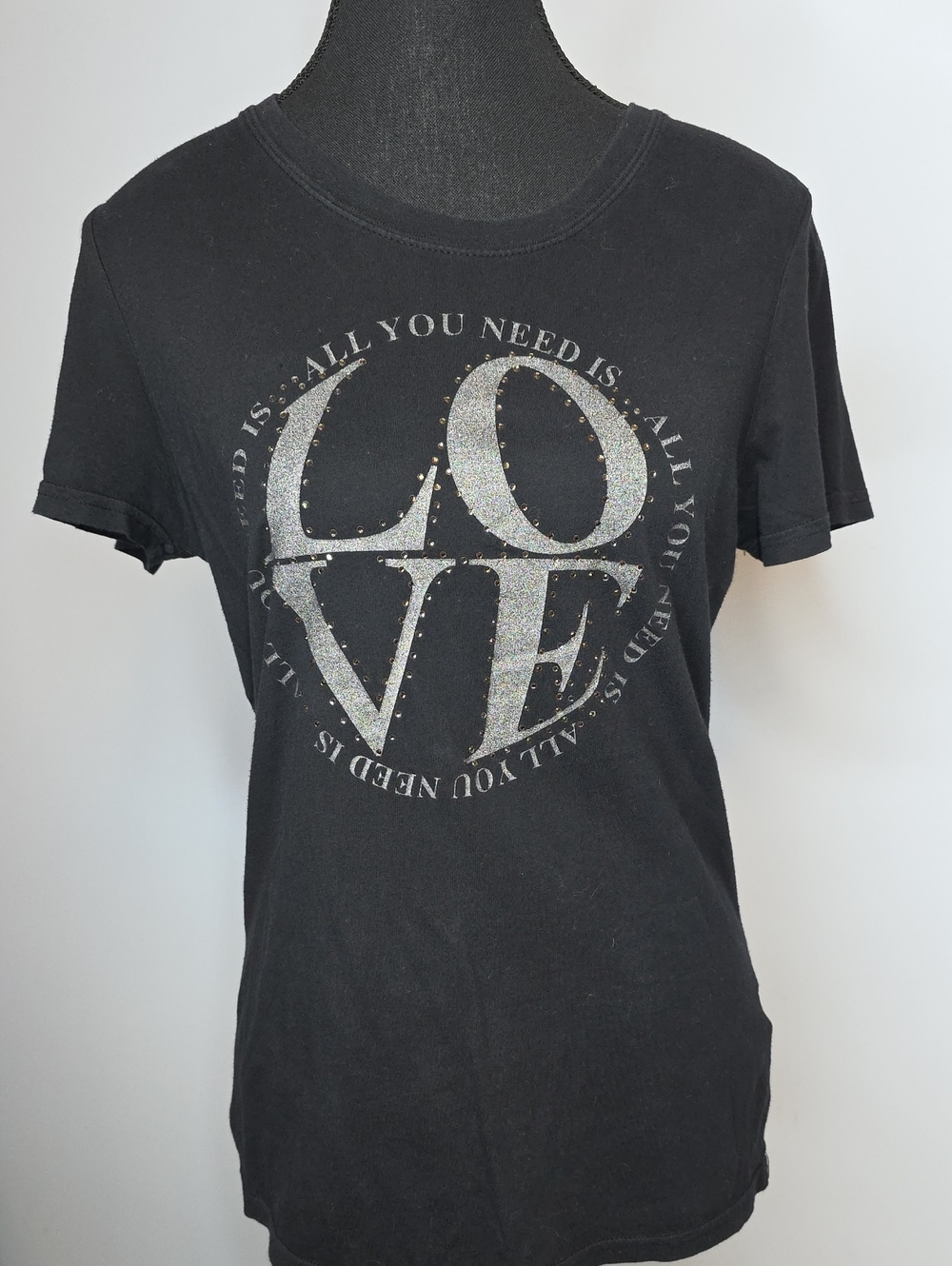 LOVE Glitter Graphic T-Shirt - Black